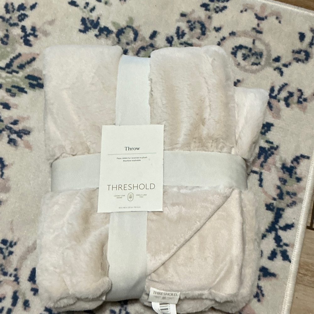 Threshold Plush Cream Throw Blanket